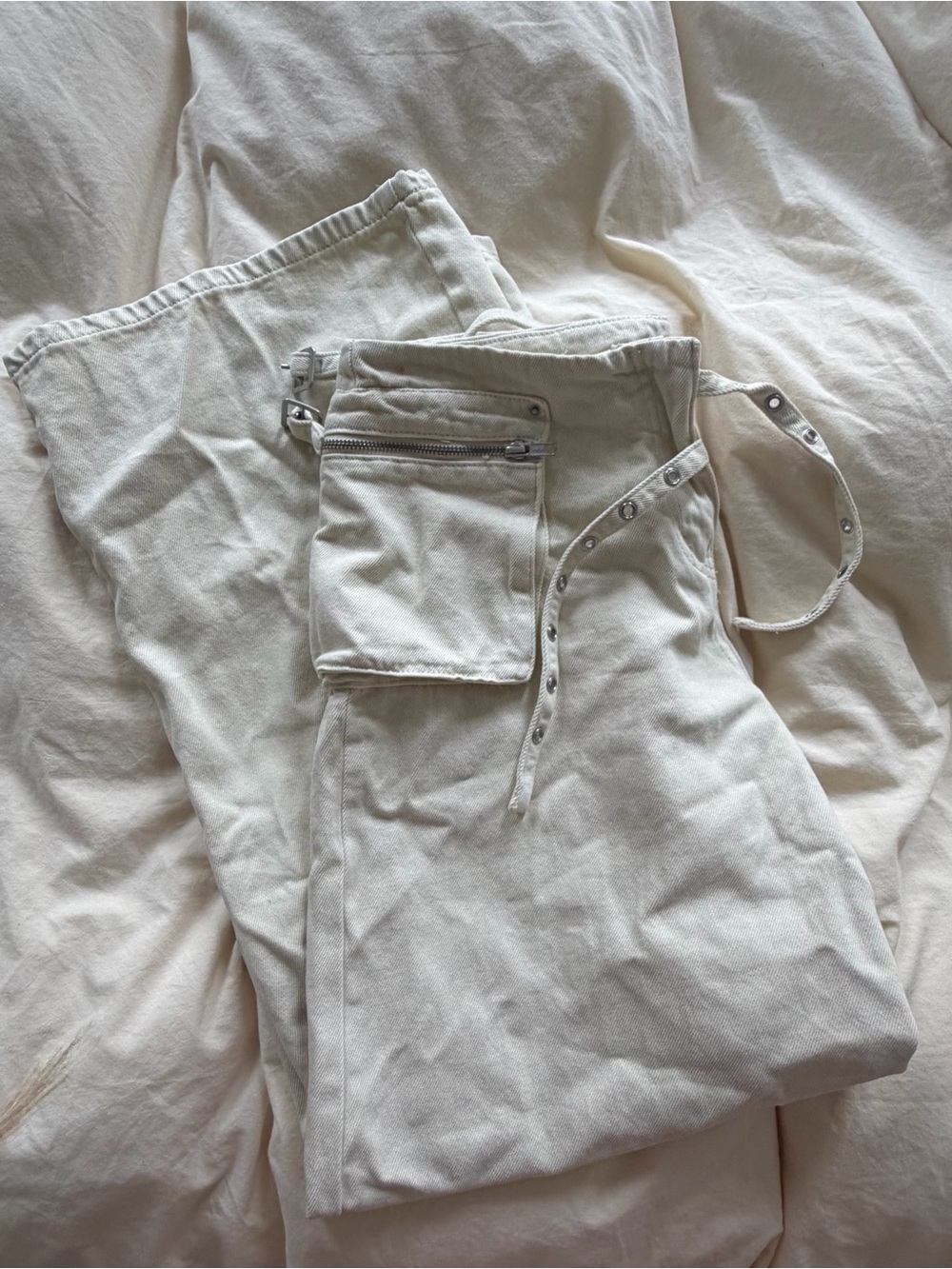 Princess Polly Low Rise Cargo Pants Cream